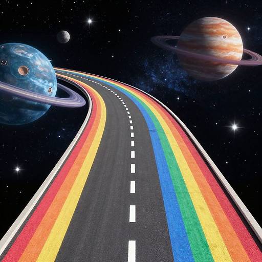 Hyper Realistic Rainbow Road in Space