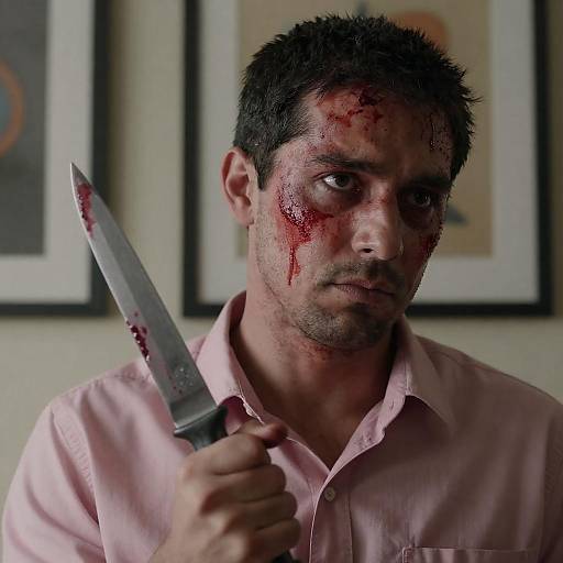 Intense Portrait of a Bloodied Man