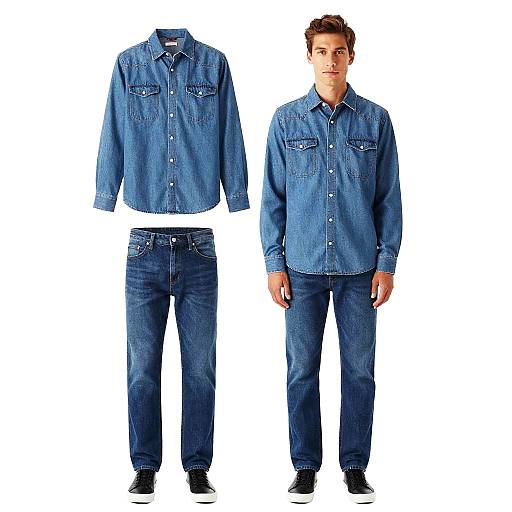 Man in Denim Shirt and Jeans