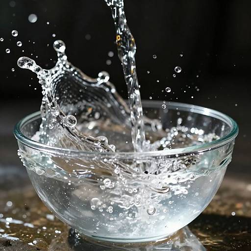 Graceful Water Splashes over Glass Bowl