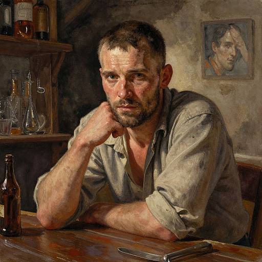 Oil Watercolor of Mysterious Western Man