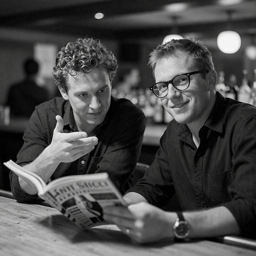 Black-and-White Bar Conversation Portrait
