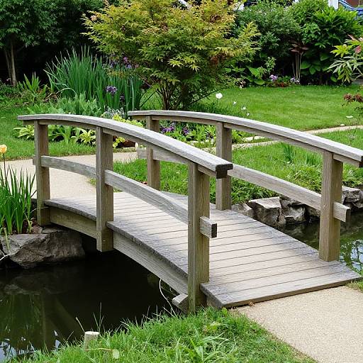 Wooden Garden Bridge Over Ditch