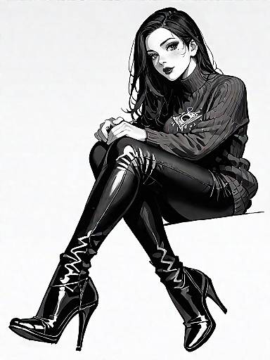 Chic Woman in Stylish Knit Sweater