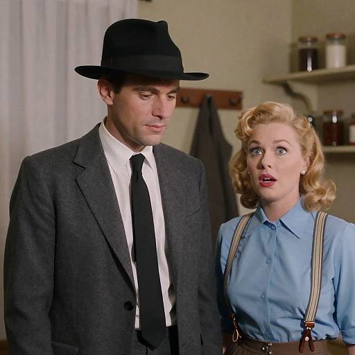 1950s Couple in Vintage Room Setting