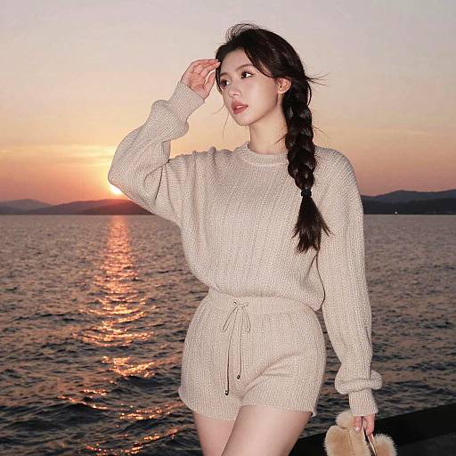 Curvy Woman Sunset Lake Photography