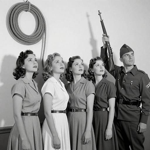 1940s Women in Black and White Photo