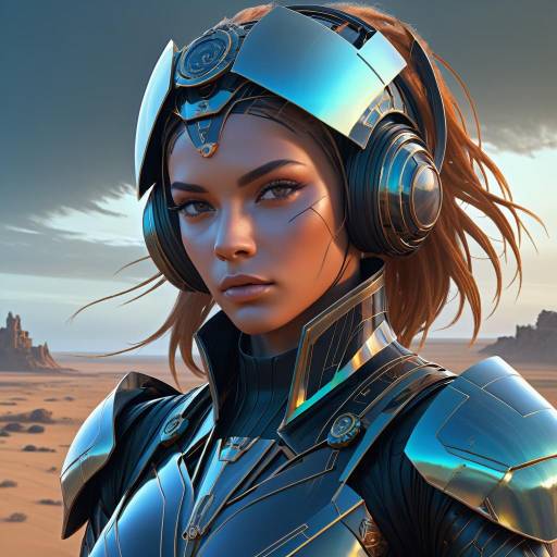 Futuristic Female Warrior in Desert Armor
