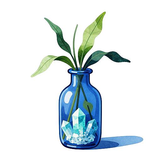 Modern Indigo Glass Bottle Still Life