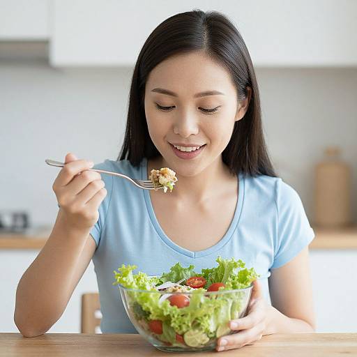 Woman Enjoying Fresh Healthy Salad