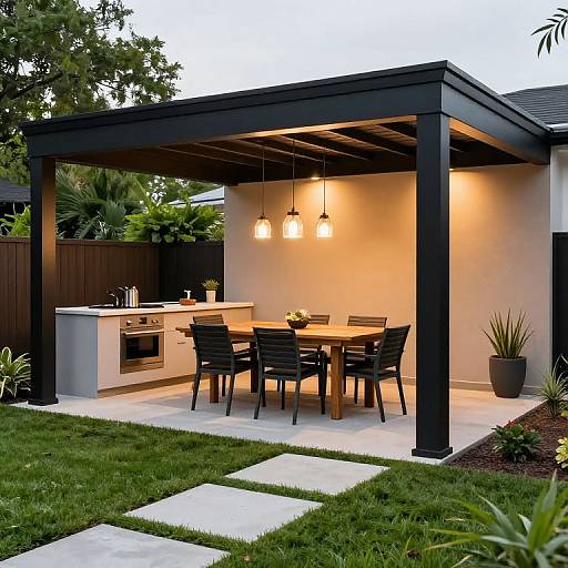 Modern Outdoor Kitchen with Pergola