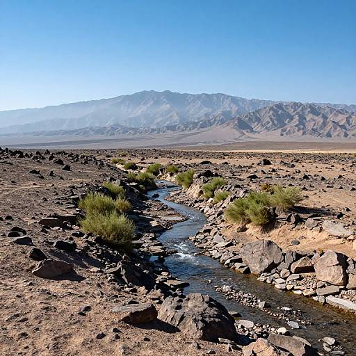 Rocky Desert Landscape with Riverbed