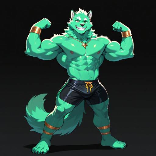 Muscular Furry Male with Emerald Eyes Muscular Furry Male with Emerald Eyes