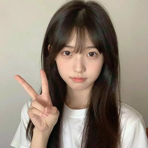 Cute Girl Making Peace Sign