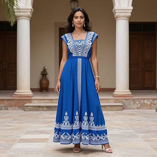 Woman in Blue USA Cultural Dress