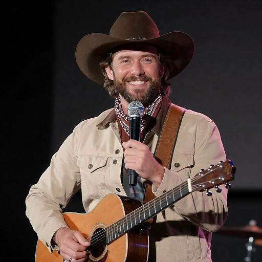 Charismatic Cowboy Musician on Stage