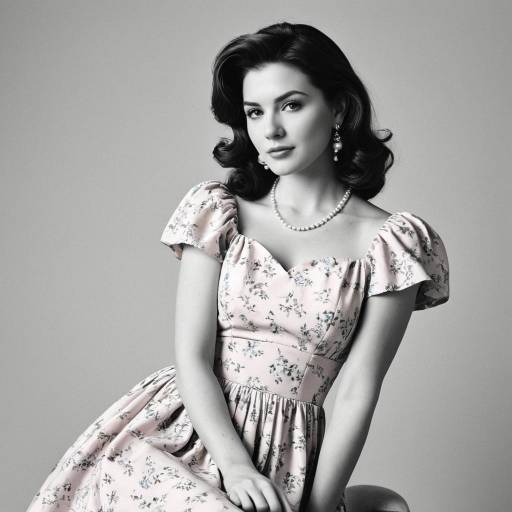 Elegant Vintage Style Woman in Floral Dress