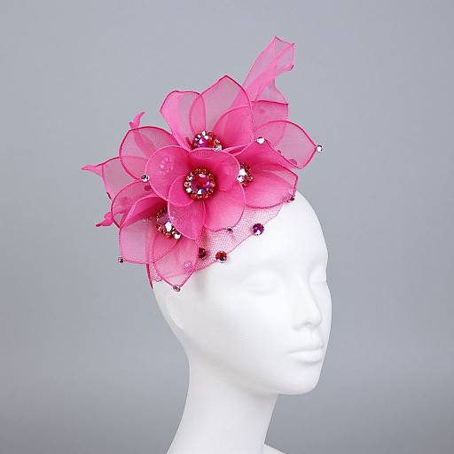 Elegant Hot Pink Floral Jewel Fascinator