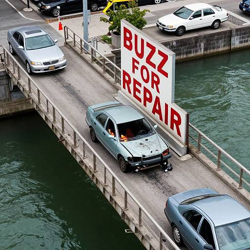 Microworld Bridge with Demolished Car