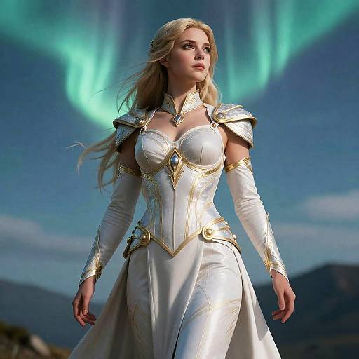 Celestial Valkyrie Heroic Close-Up Portrait