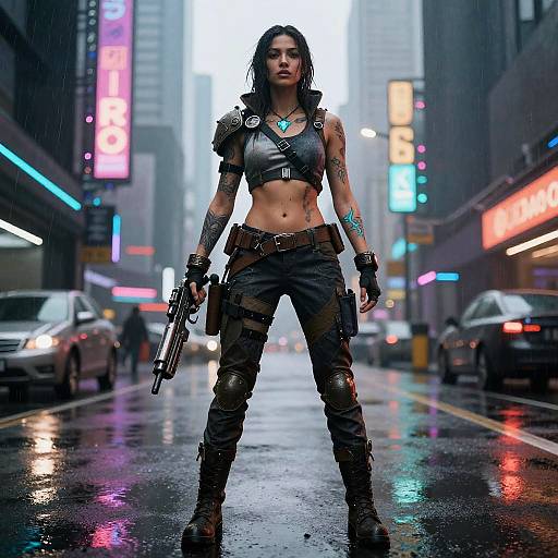 Neon Cyberpunk Renegade Raider