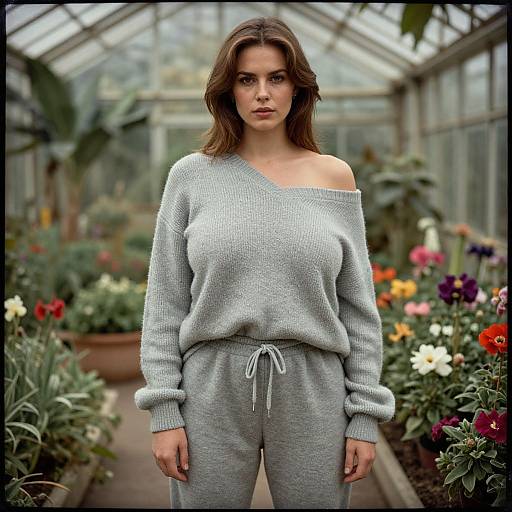 Toned Woman in Oversized Knit Sweater