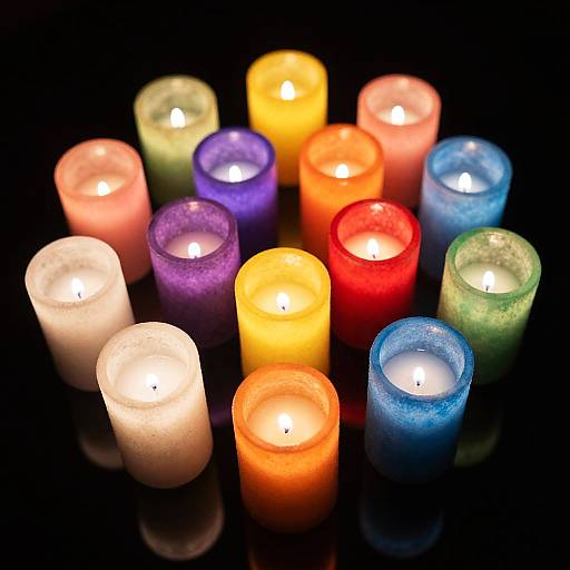 Vibrant Glowing Candles on Black