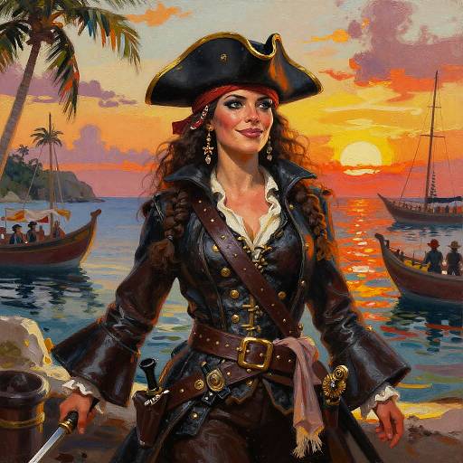 Pirate Queen Commanding at Sunset