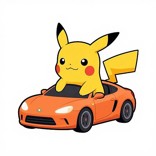 Pikachu Riding Sport Car Sticker
