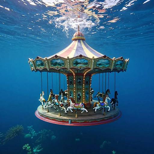 Surreal Underwater Vintage Carousel