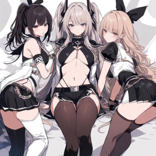 Five Girls Sketch with Long Hair