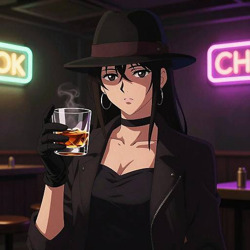 Mafia Anime Girl in Neon Club