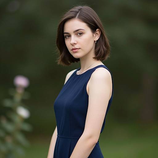 Realistic Navy Blue Dress Portrait