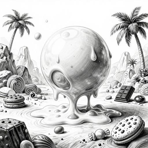 Surreal Candy Landscape Sketch