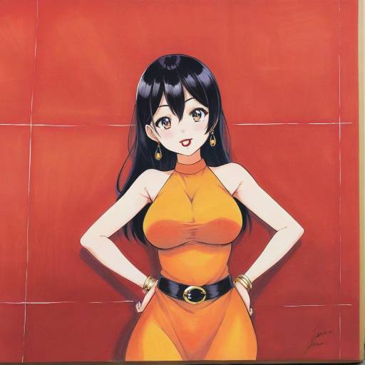 Nico Yazawa in Elegant Orange Dress
