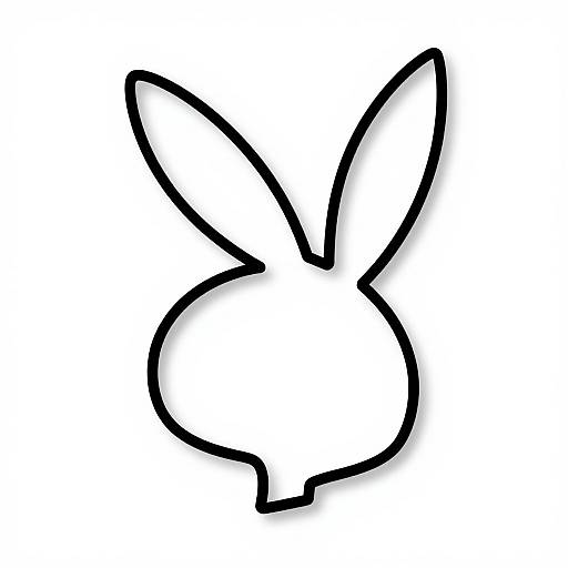 Black outline of a white, stylized bunny silhouette with tall, pointed ears on a white background. Minimalist, digital art.