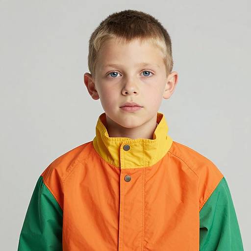 Boy in Colorful Orange Jacket