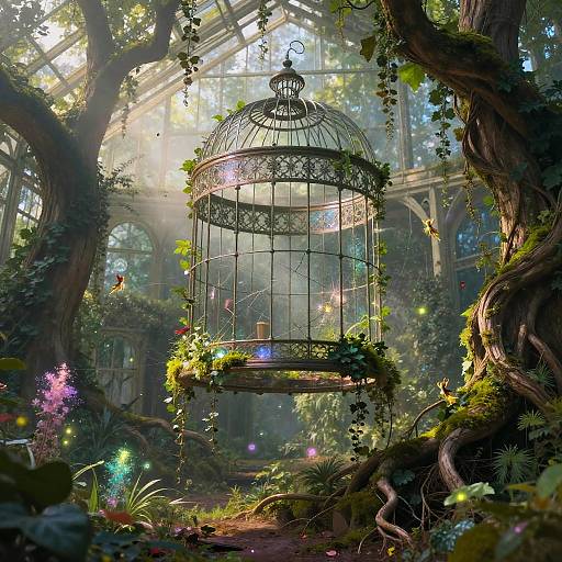 Giant Glass Birdcage Over Victorian Greenhouse