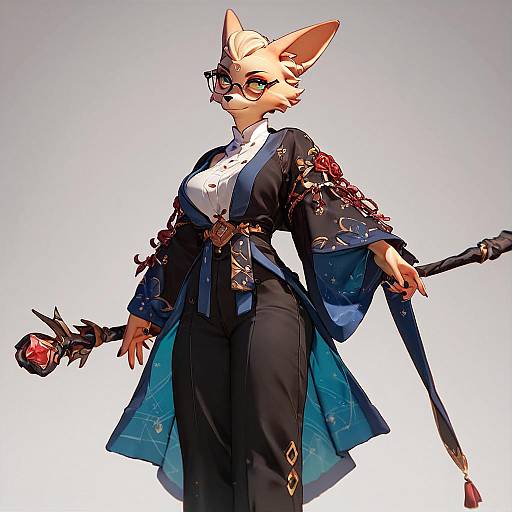 3D Anthro Girl with Staff