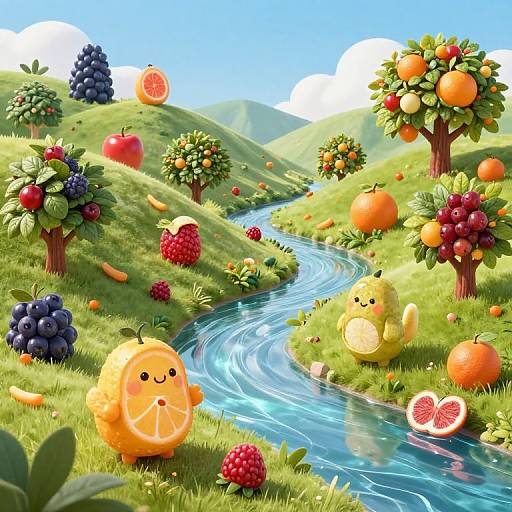 Frutopia Fantasy Landscape with Playful Creatures