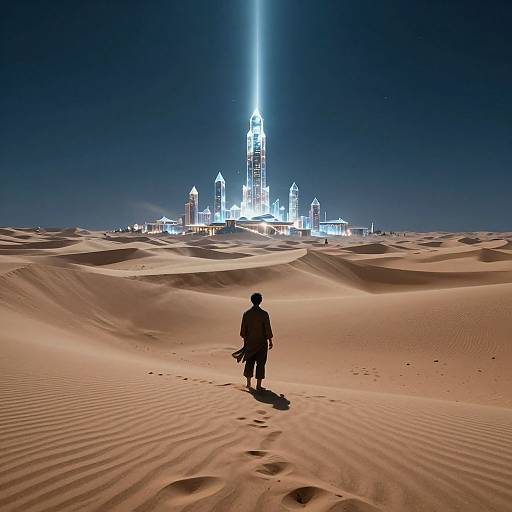 Mysterious Desert Man Overlooking Crystal City