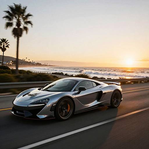 Sleek Sports Car Coastal Sunset