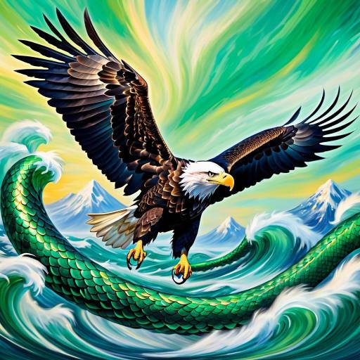 Impressionist Eagle and Serpents in Flight Impressionist Eagle and Serpents in Flight