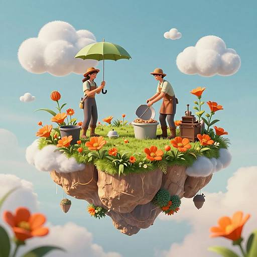 Surreal Gardeners Sculpting Floating Skies