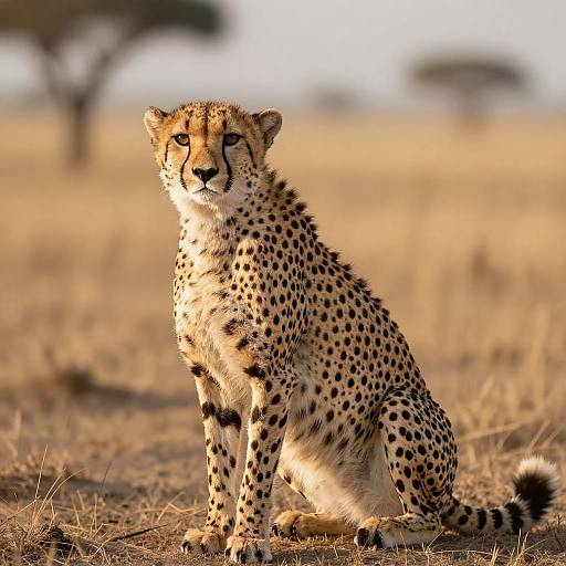 Cheetah Alert in Golden Savannah Light