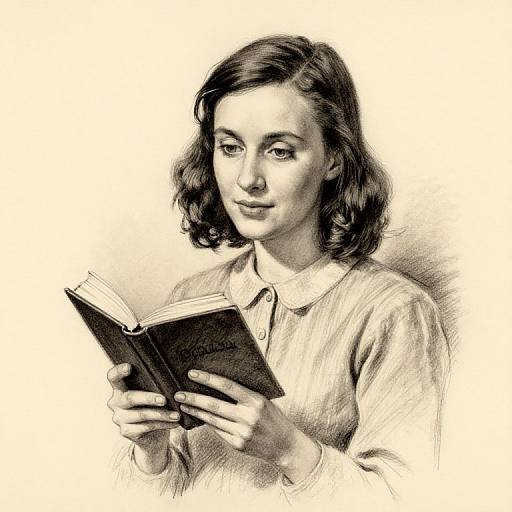 Realistic Charcoal Sketch of Anne Frank