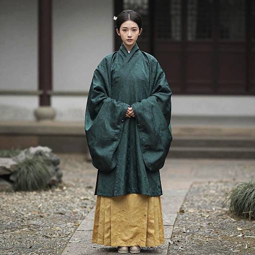 Ming Style Hanfu Girl Outdoors Full Body
