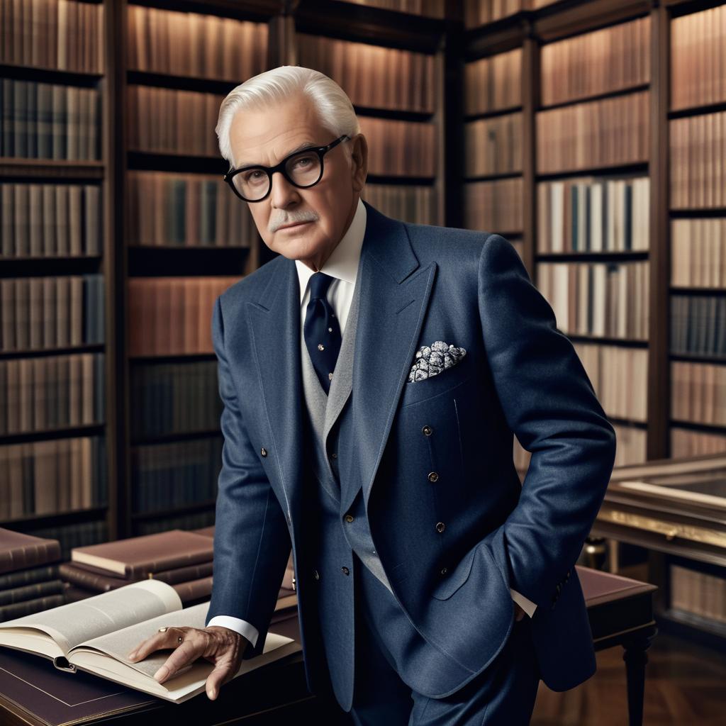 Elegant Editorial of Classic Gentleman in Library