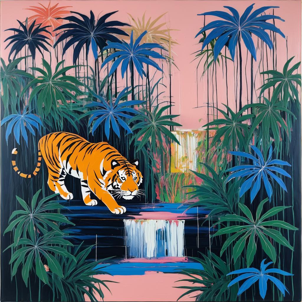 Fierce Tiger in Vibrant Jungle Art