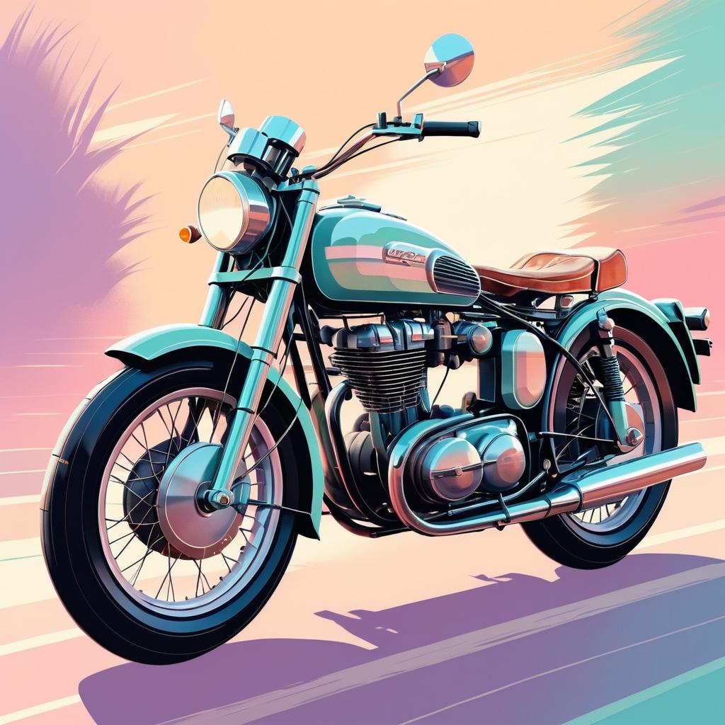 Nostalgic Retro Motorcycle Art Illustration